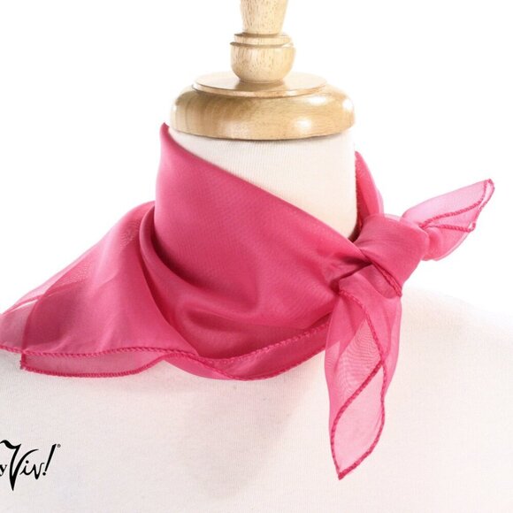 Rose Pink Sheer Chiffon Scarf 50s Style for Head Neck 21" Square - Hey Viv - Picture 4 of 6